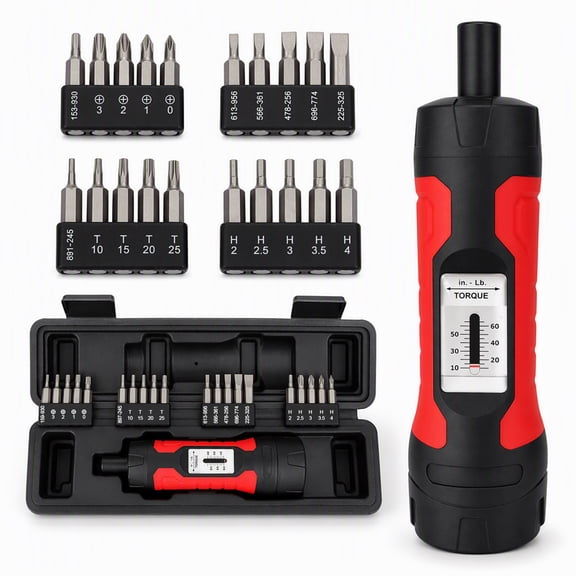 Adjustable Torque Screwdriver 1/4 Inch Drive 10-65 In-Lb with 20 Bits Torque Screwdriver for Gunsmithing Set