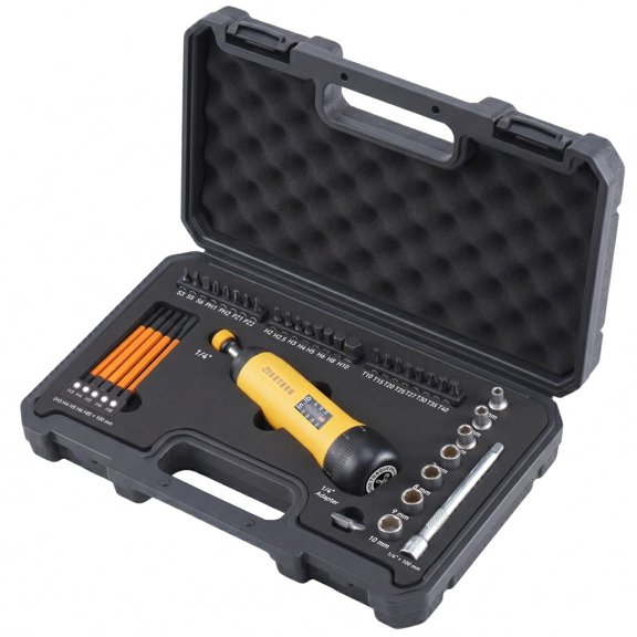 Adjustable Torque Screwdriver, 10-70 in-lb, 13-Piece Inch-Pound Torque Wrench Screwdriver Set, 1/4" Quick-Release Hex Bit Holder, for Bike, Electronics, PC Building & Automotive