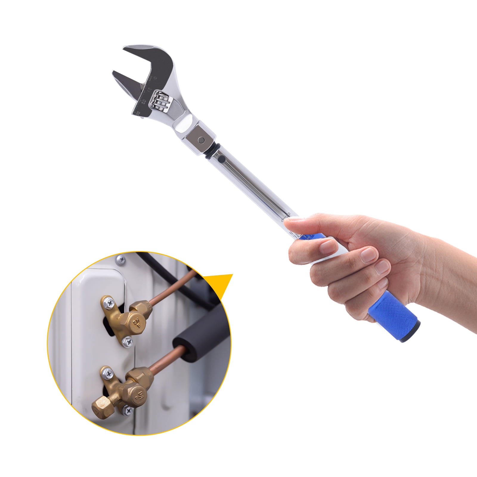 Adjustable Torque Wrench, 5 to 25 Nm 30mm Open End Torque Wrench with Click and Changeable Head for Mini Split and Refrigeration System