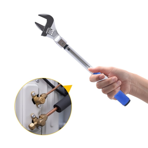 Adjustable Torque Wrench, 5 to 25 Nm 30mm Open End Torque Wrench with Click and Changeable Head for Mini Split and Refrigeration System