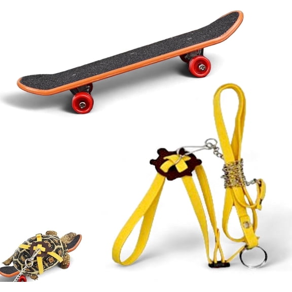 Skateboard Adjustable Tortoise Walking Harness, Yellow, S (5.5 in to 3.5 in Chest Size), 2 Piece Set ABEL CRAFTS