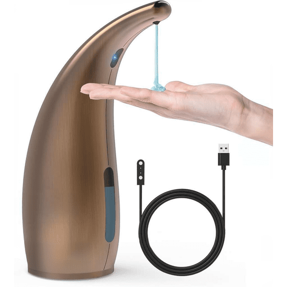 Adjustable Touchless Soap Dispenser with 4 Sensitivity Levels, 300ml Rechargeable Magnetic Charging Pump, IP65 Waterproof, Red Copper