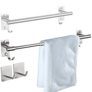 Adjustable Towel Bar, Brush Single Shower Towel Holder for Bathroom Kitchen, Thicked 304 Stainless Steel Expandable Towel Rack Wall Mounted（Brush）
