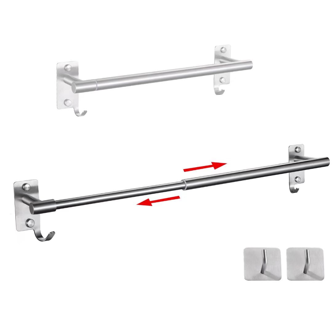 Towel Bar, No Drilling Towel Rack, Bathroom Wall Mount Self Adhesive Towel  Rail, 304 Stainless Steel Brushed Towel Holder Length 23.6 inch, Left and  Right Length Adjustable, for Bathroom and Kitchen 