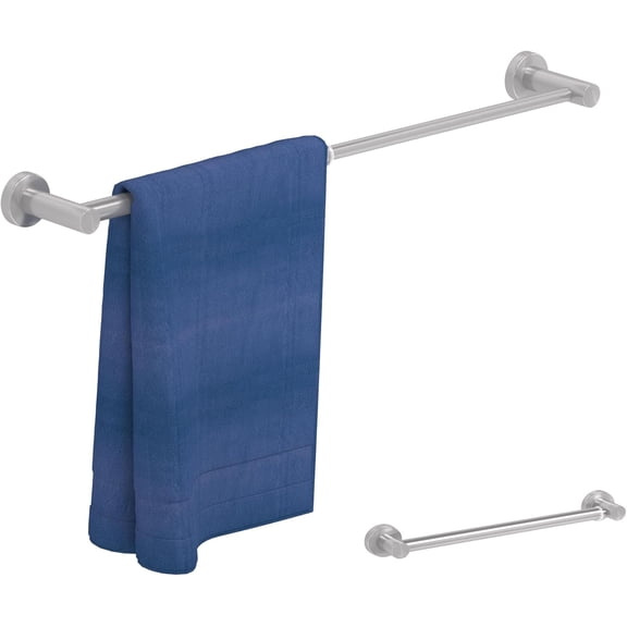 Adjustable Towel Bar, Economical Bathroom Holder Rod from 12 Inch to 22 Single Racks, Wall Mount Rail, Hanger Hook for Kitchen(1 Pack Brushed Stainless Steel)