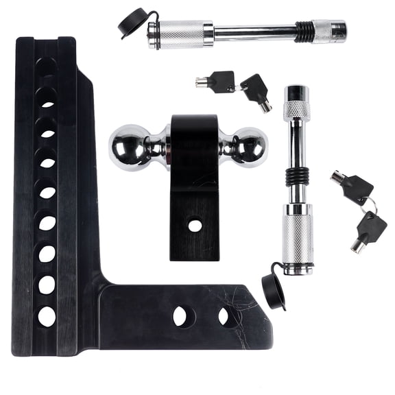 Adjustable Trailer Hitch 2In Receiver 8 Inch Drop Rise Dual Ball Mount 2 and 2 5 16 Inch Heavy Duty Tow Hitch For Towing Boat Trailer RV Camper ATV SxS UTV Dirt Bike Universal Fit Anti Theft Lock