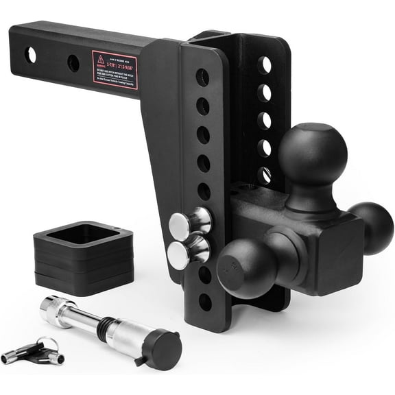 Adjustable Trailer Hitch Aluminum Trailer Hitch Tri-Ball(1-7/8", 2", 2-5/16") Trailer Hitche 6 Inch Drop/Rise Trailer Hitch 2 inch Receiver