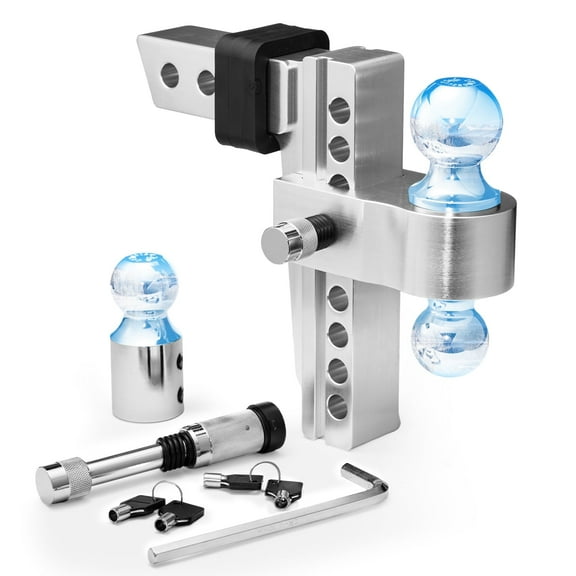 Adjustable Trailer Hitch Aluminum Trailer Hitch Tri-Ball(1-7/8", 2", 2-5/16") Trailer Hitche 8 Inch Drop/Rise Trailer Hitch 2 inch Receiver