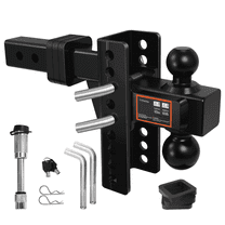 Adjustable Trailer Hitch Drop Hitch Fits 2 Inch Receiver, 6" Drop/Rise, Tow Hitch with 2" and 2-5/16" Ball, 30,000 LBS GTW, Trailer Hitches with Anti-Theft Pin, Black