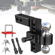 Adjustable Trailer Hitch, Fits 2" Receiver-Heavy Duty Aluminum Tow Hitches with 6-inch Drop/Rise for Truck (13,500 lbs GTW) - Weatherproof Double Anti-Theft Locking Hitch Pins