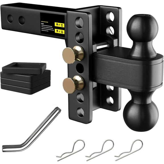 Adjustable Trailer Hitch - Fits 2 Inch Receiver, 4" /Drop for , 2'' & 2-5/16'' Ball Hitches 25,000 LBS GTW Towing Ball Mount, RVs, Campers, Boat