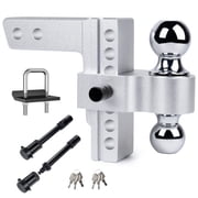 Adjustable Trailer Aluminum Drop Truck Hitch, 12500 lbs GTW-Tow Hitch for Heavy Duty Trailer with Two Anti-Theft Pin & Dual-Ball2"&2-5/16"