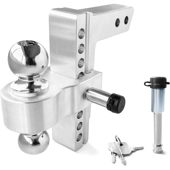 Adjustable Trailer Hitch Load Bearing 12500 LBS GTW, Fits 2-Inch Receiver,8-Inch Drop/ Tow Hitches Doubble-Ball (2'', 2-5/16'') Drop Hitch Ball Mount for