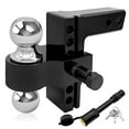 thumbnail image 1 of Adjustable Trailer Hitch Mount with 2" and 2-5/16" Ball, Fit Standard 2 inch Receiver, 6 inch Drop/Rise, Towing Capacity 5000-12500 LBS, Heavy Duty Aluminum Dual-Balls Trailer Hitch, Black,, 1 of 9