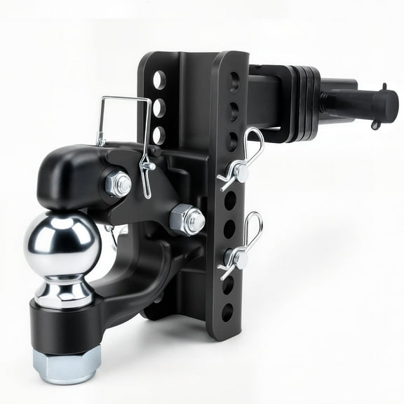 Adjustable Trailer Hitch for 2-Inch Receiver, 5-Inch Drop/Rise, Dual Ball 2-5/16 (33069LBS GTW), Trailer Hitches with Anti-Theft Pin