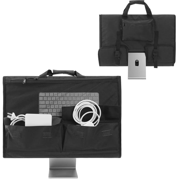 Adjustable Travel Carrying Case for 24''Desktop Monitor(Universal), Protective Storage Bag for Monitor Dust Cover with Carry Handle for 24 inch Screen and Accessoriesblack
