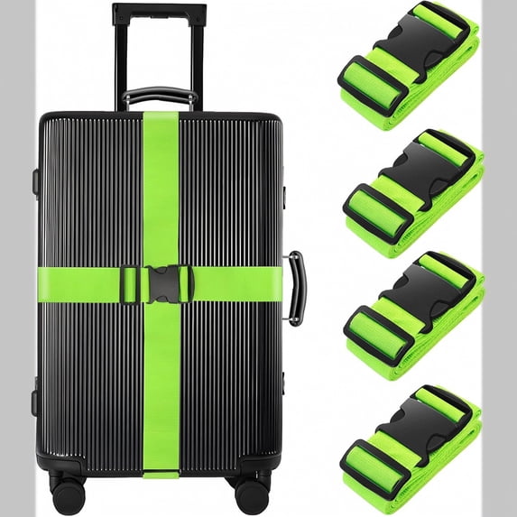 Adjustable Travel Luggage Strap with Quick Release Buckle, 4-Pack 2 Inch by 6 Feet Adjustable Travel Straps for Luggage, Mint Green