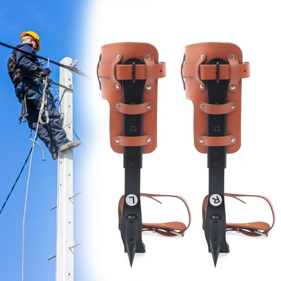 Adjustable Tree Climbing Spike Set Pole Climbing Spurs Steel Climber Strap Gaffs