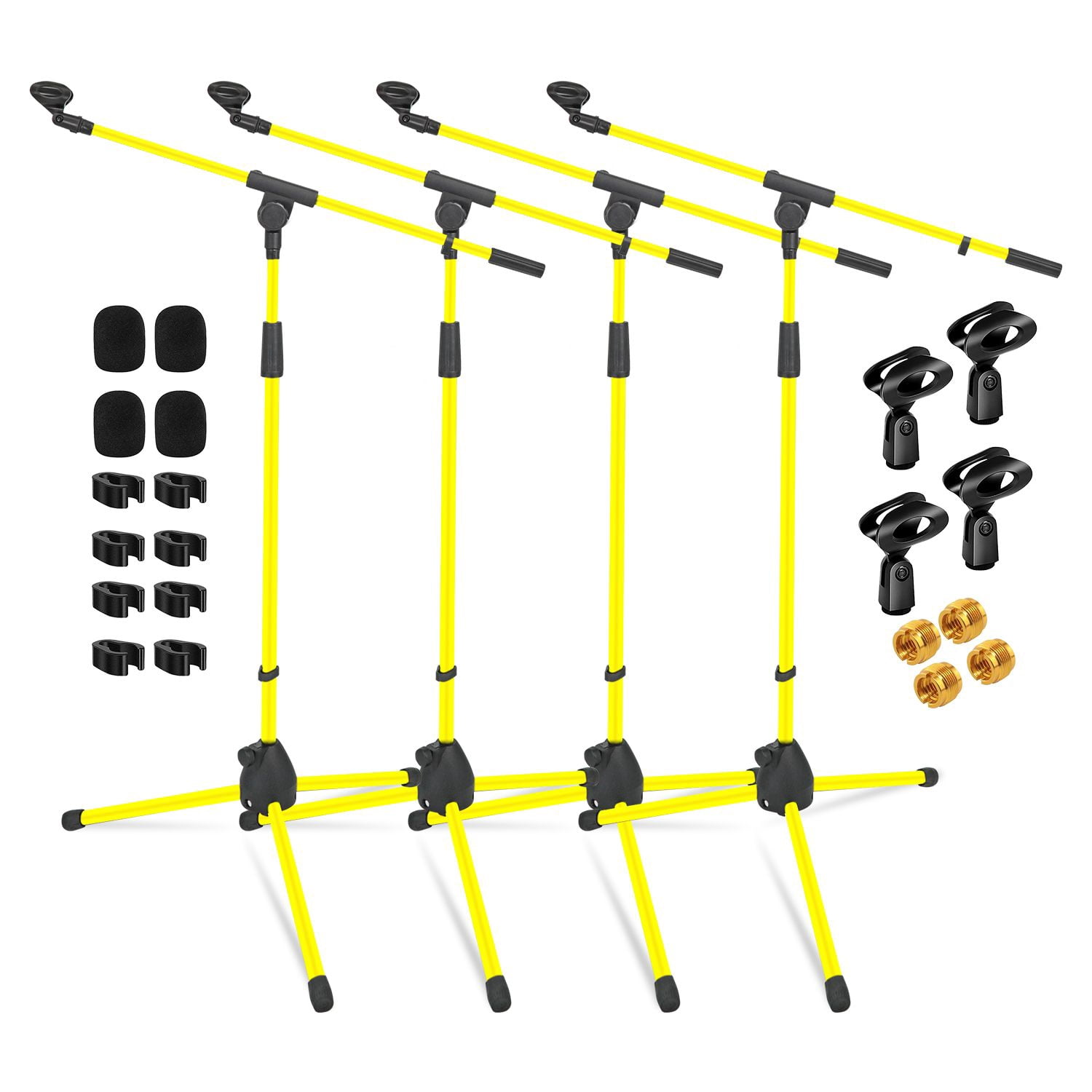 Adjustable Tripod Mic Stand with Boom Arm - 18" to 72" Height, Heavy Duty 4.5lb Capacity, Folding Portable Design for Studio/Stage (4-Piece Kit)