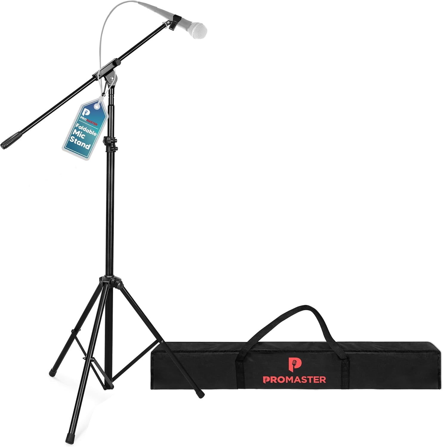 Adjustable Tripod Microphone Stand with Gooseneck Boom Arm and Universal ⅝” Adapter - Professional Audio Gear - Black