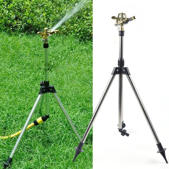 Adjustable Tripod Sprinkler Irrigation System  Zinc Alloy Nozzle, Stainless Steel Stand, 15-360 Adjustable Angle, 10-15m Spray Distance