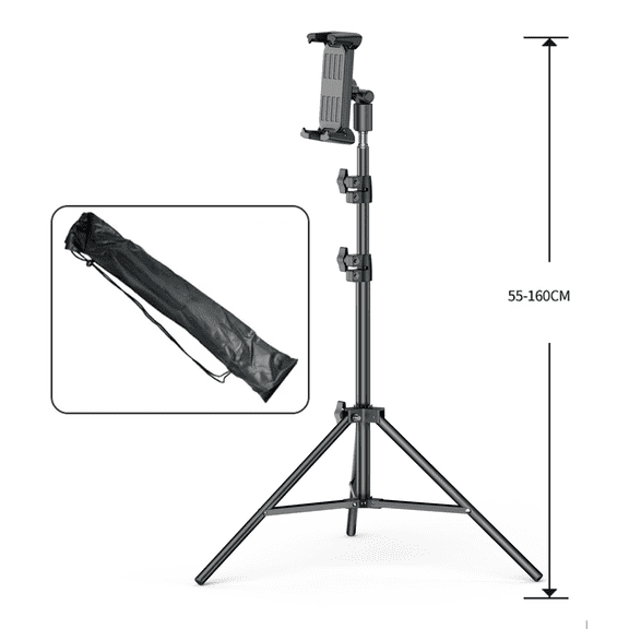 Adjustable Tripod Tablet Floor Stand 360 ° Rotating Holder, 24”-65” Height for 4-14” Tablets, Foldable & Portable Universal Mount
