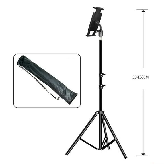 Adjustable Tripod Tablet Floor Stand 360 °   Rotating Holder, 24”-65” Height for 4-14” Tablets, Foldable & Portable Universal Mount