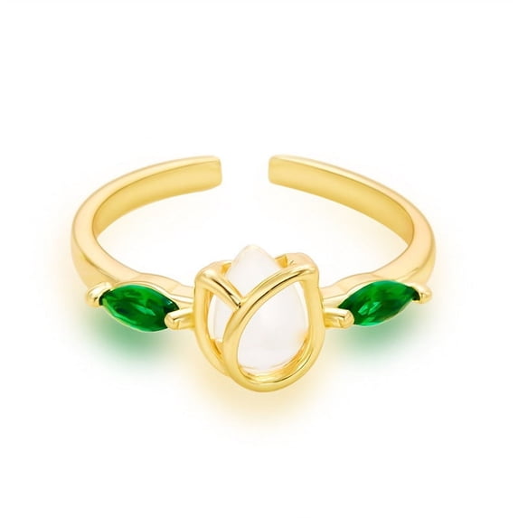 Adjustable Tulip Flower Ring: Fashionable and Sweet Copper Ring for Women, Featuring Electroplated Floral Design, Perfect for Everyday Wear