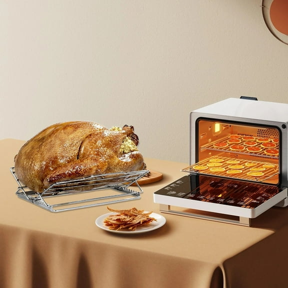 Adjustable Turkey Roast Rack,V Rack For Roasting Large Turkey,Stainless Steel YIWEI