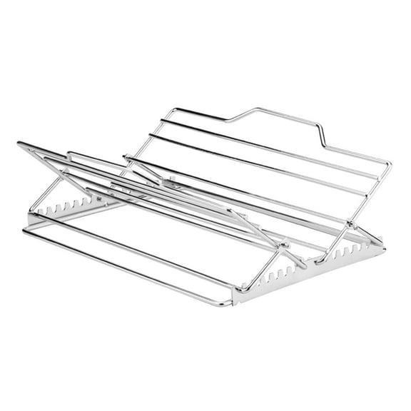 Adjustable Turkey Roast Rack V-Shape Stainless Steel Roasting Rack for Large Poultry Chicken Dishwasher Safe 7 Positions Oven Grill Compatible 27.6x26.2x1.8cm Silver