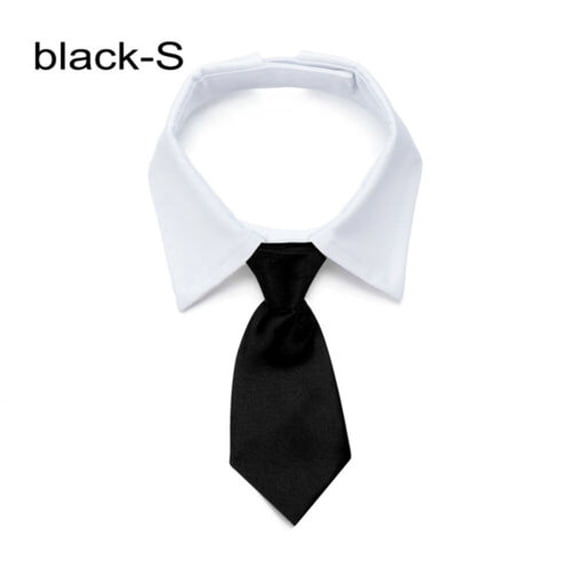 Adjustable Tuxedo Bow Tie for Dogs & Cats – Formal Black/Red Cotton Necktie with Elastic Band (Neck Size 24-36cm, Total Length 31-37.5cm)