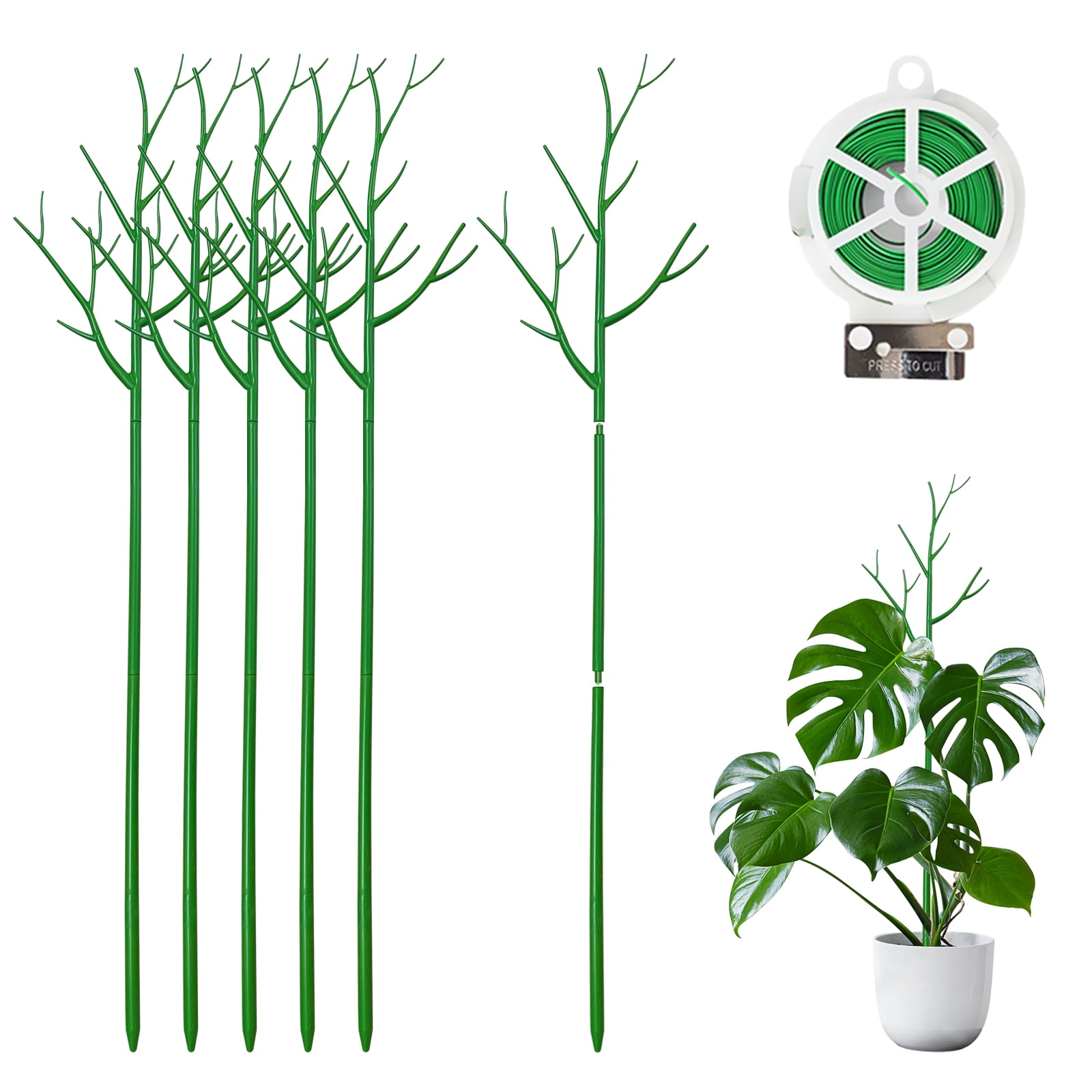 Adjustable Twig Plant Support Stake Set, 6 Pack 39.4" Monstera Plant