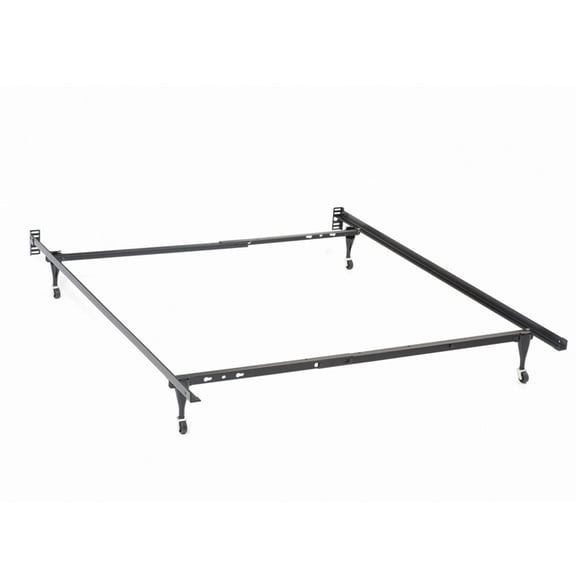 Adjustable Twin Full Bed Frame with Rollers for Easy Movement, Heavy Gauge Metal Bed Base for Small Bedroom