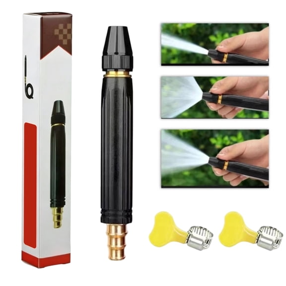 Adjustable Twist Brass Heavy Duty Hose Nozzle Solid Metal Garden Water Spray Patterns Nozzle Sprinkler High Pressure Jet Sweeper Power Washer Attachment for Car Washing Plants Alloy Sprayer
