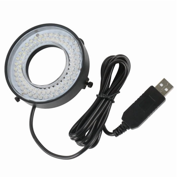 Adjustable USB LED Ring Light For Microscope, 72 144 LED Options, High Brightness 6500K White Light, 0-100% Dimmable Illuminator For Lab Inspection, Plastic Housing, Black(72LED)