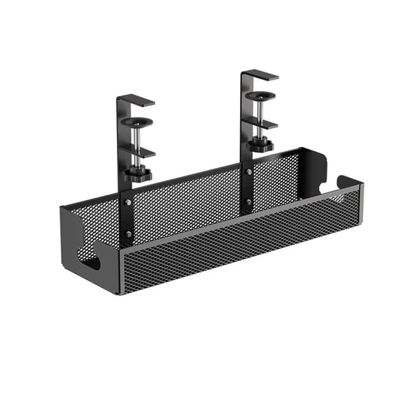 Adjustable Under Desk Cord Organizer, Metal, 34cm, Wire Management Tray, Gaming, Black