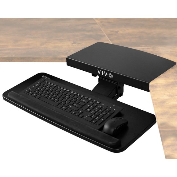 Adjustable Under-Desk Keyboard Mouse Tray Platform - Standard Black