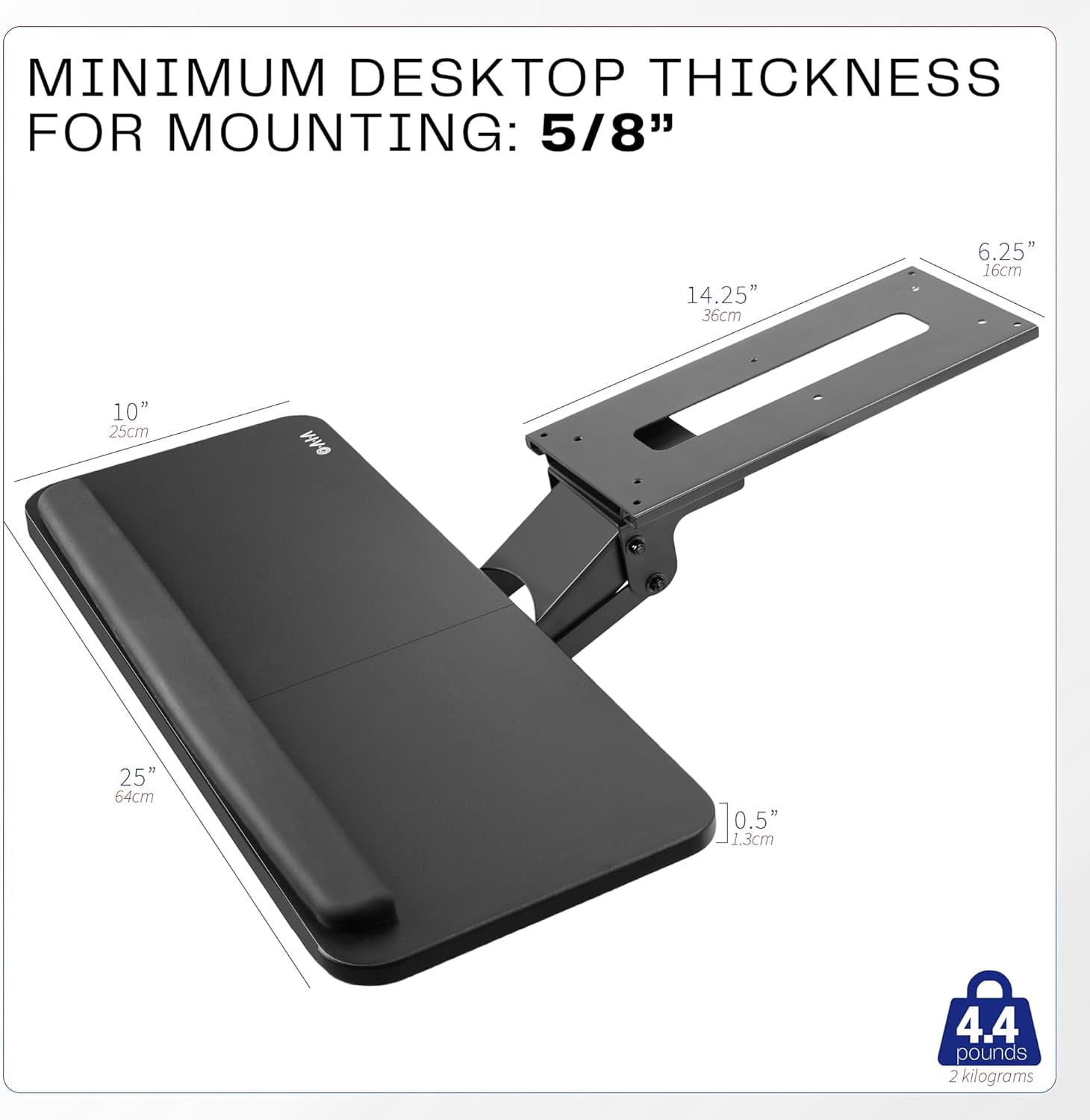 Adjustable Under Desk Keyboard and Mouse Tray - Ergonomic Slide-Out Drawer with 5-Inch Height Adjustment for Office Workstations - Black
