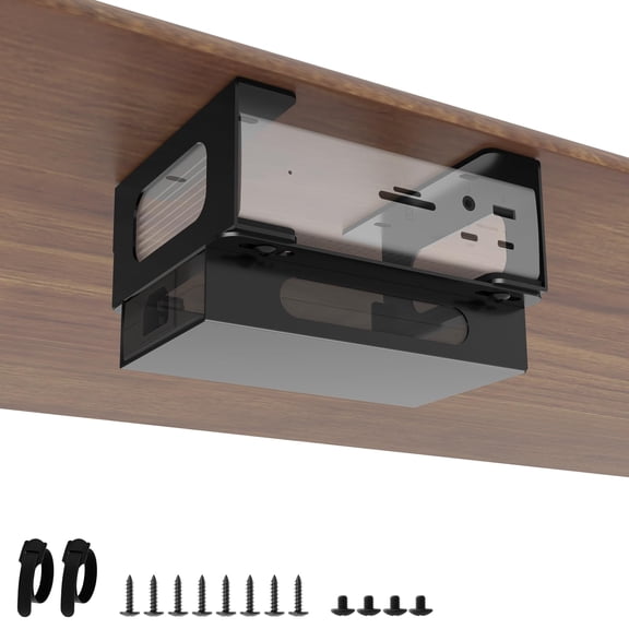 Metal Under Desk Mount Compatible with CalDigit TS4/ TS3 Plus/ TS5 Dock+ Power Bricks Adjustable Under Desk Holder for Thunderbolt 4/3/5 Docking Station Mounting Bracket with Cable Ties and Screws