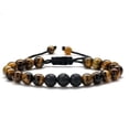 thumbnail image 1 of Adjustable Unisex 8mm Magnet Charm Beads Stretch natural stone beads Bracelet (Tiger Eye with Lava), 1 of 3