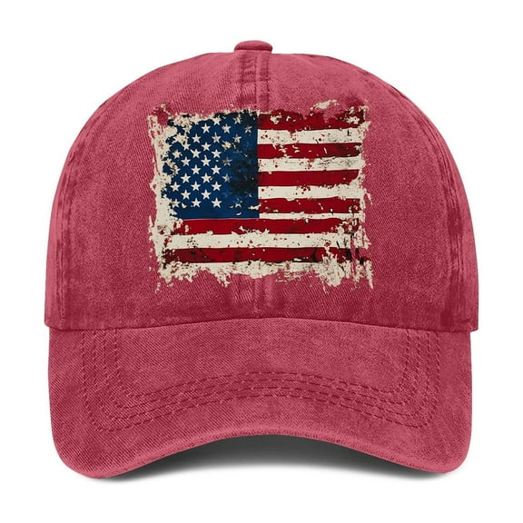 Adjustable Unisex Baseball Cap with American Flag Print, Patriotic Cotton Hat for Outdoor Activities, Casual Sport Hat for Men and Women,Gray
