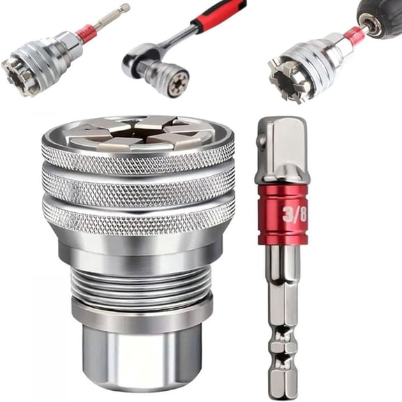 Adjustable Universal Socket Wrench, 10-19mm Socket Tool with 3/8-Inch Drive and Drill Adapter for Nuts Bolts and DIY Repairs