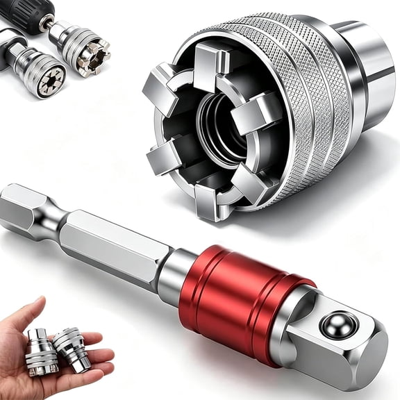 Adjustable Universal Socket Wrench Tool, Chrome Vanadium Steel Universal Maintenance Tool Set, 10mm-19mm Self-Adjusting Socket Wrench for 3/8" Drive Ratchet, Torque Wrench & Power Drill(1 Set)