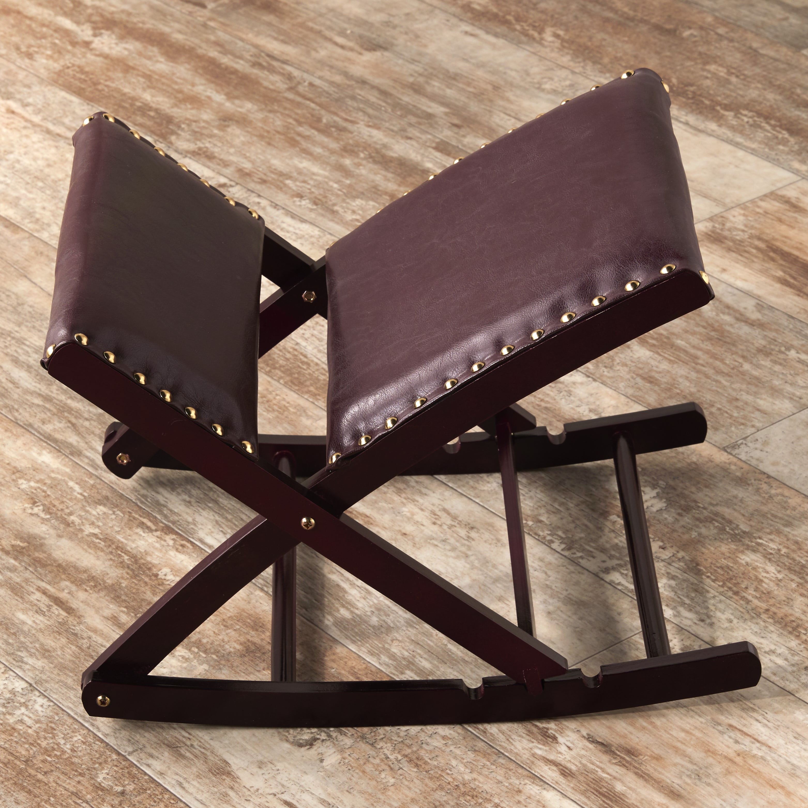 Adjustable Upholstered Foot Rest Ottoman – Folds for Storage - Brown 