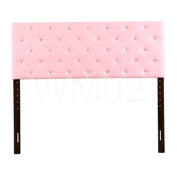 Adjustable Upholstered Headboard, Pink PU Leather Queen Size 56"W, DIY Assembly