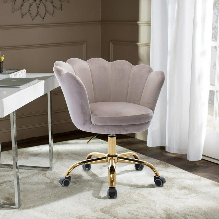 Adjustable Upholstered Shell Chair Swivel Vanity Chair