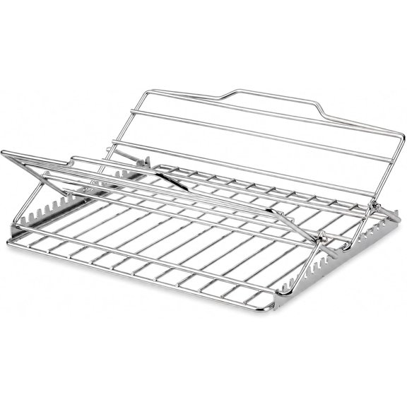 Adjustable V-Shaped Chicken Roasting Rack - Foldable Stainless Steel Roaster for Oven, Grill & BBQ, Fits Whole Turkey, Ribs, Steak, Dishwasher Safe Rustproof