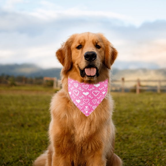 Adjustable Valentine's Day Pet Bandana Dog Scarf Style J, Cute Heart Pattern Dog Neck Scarf, Adorable Pet Bandana for Dogs Puppies Festive Holiday Party, Walking Grooming Photo Shooting