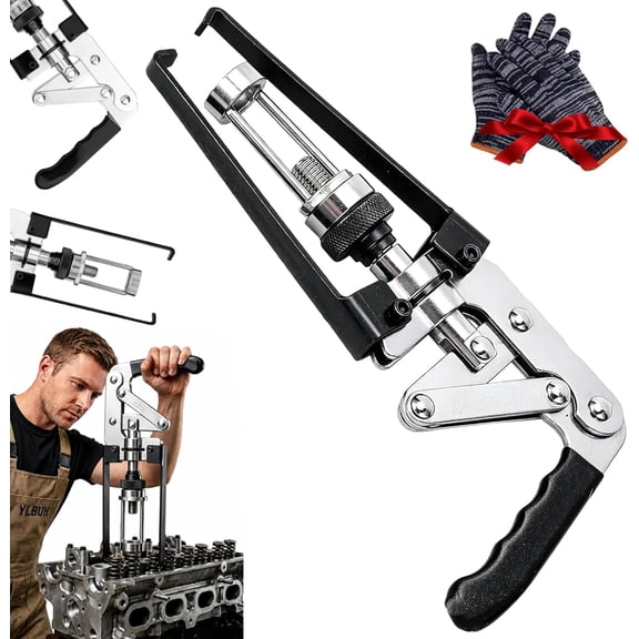 Adjustable Valve Spring Compressor Pliers, Carbon Steel Press Type Hand Tool, Overhead Remover for Engine Seal Keeper Replacement, Oil Seal Removal and Installation, OHV OHC CHV Engines (1PC)