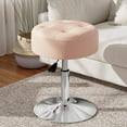 Adjustable Vanity Stool Chair for Bedroom Bathroom, Pink Faux Leather ...